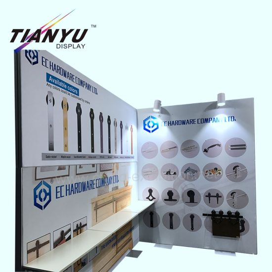 L Forme aluminium Cadre stand de l'exposition avec l'éclairage d'impression textile